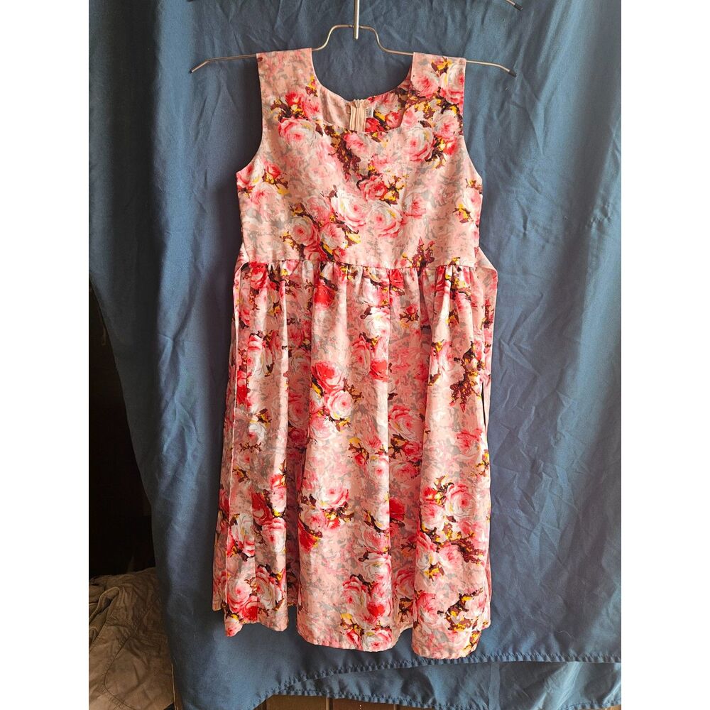 Lovely Pink Floral Sleeveless A-Line Dress - Girls/Junior Size